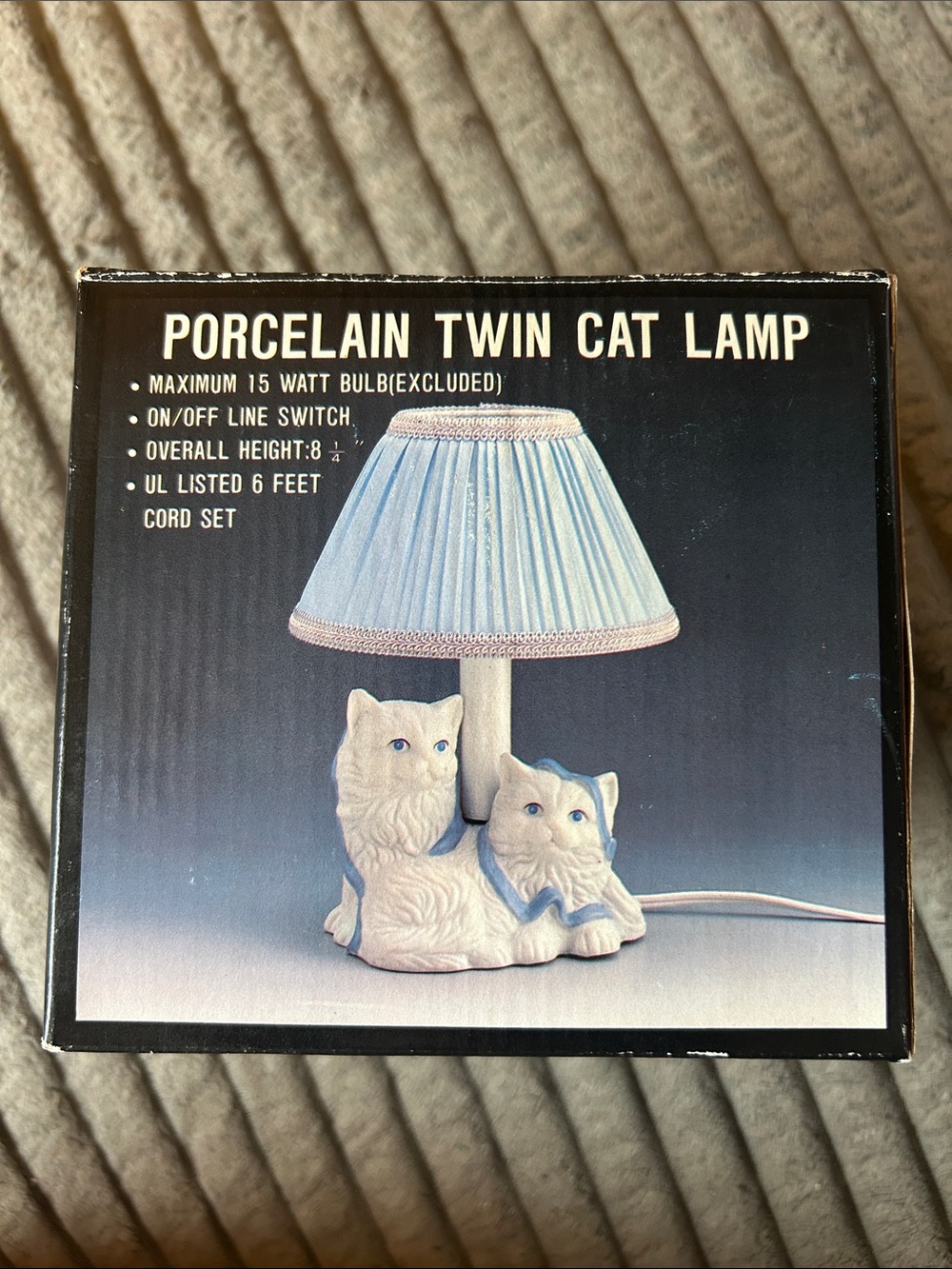 Vintage Porcelain Twin Cat Accent Lamp - Rare New in Original Box (NIB)